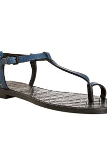 Bottega Veneta Dark Sky Blue Leather Thong Flat Sandals - Lyst