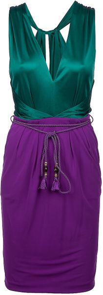 Gucci Vneck Dress in Purple (emerald) - Lyst