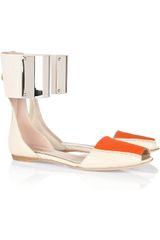 Giambattista Valli Metal-cuffed Leather and Twill Sandals