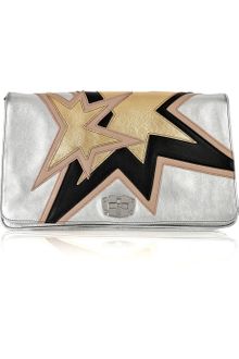 Miu Miu Appliquéd Metallic Leather Clutch - Lyst