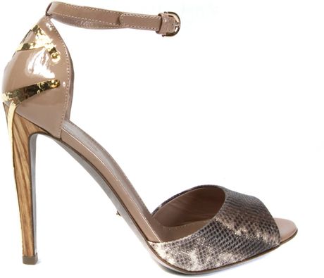 Sergio Rossi Calfskin and Snakeskin Karung Sandals in Red - Lyst