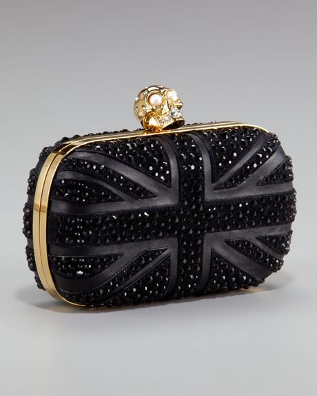 alexander mcqueen black skull clutch