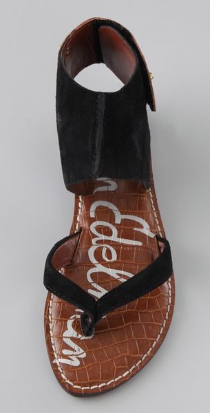 Sam Edelman Grady Ankle Cuff Thong Sandals in Black | Lyst