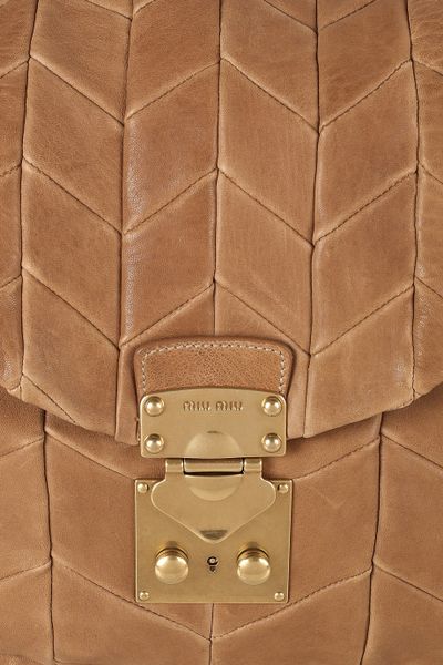 miu miu tan leather bag