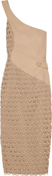Versace Crocheted Cotton and Silk-cady One-shoulder Dress - Lyst