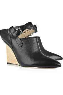 Camilla Skovgaard Cracked-leather Wedge Mules - Lyst