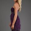Sue Wong Eggplant Strapless Feather Mini Dress in Purple (eggplant) - Lyst