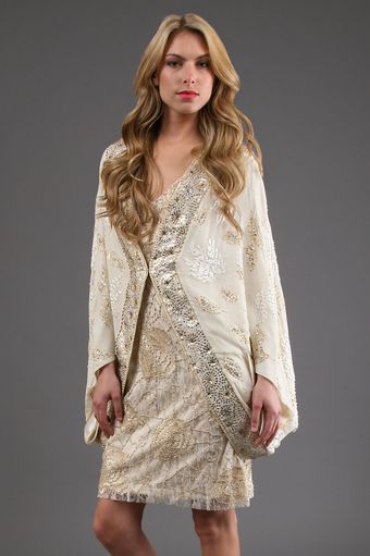 Sue Wong Embellished Cocoon Coat in White 15% Off - Lyst