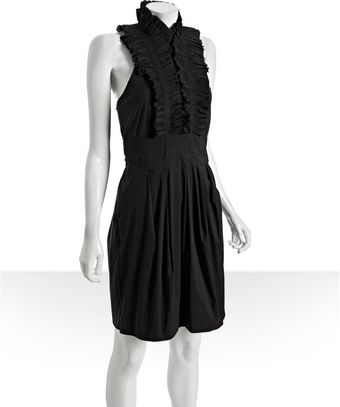 BCBGMAXAZRIA Black Cotton Blend Halter Shirtdress - Lyst