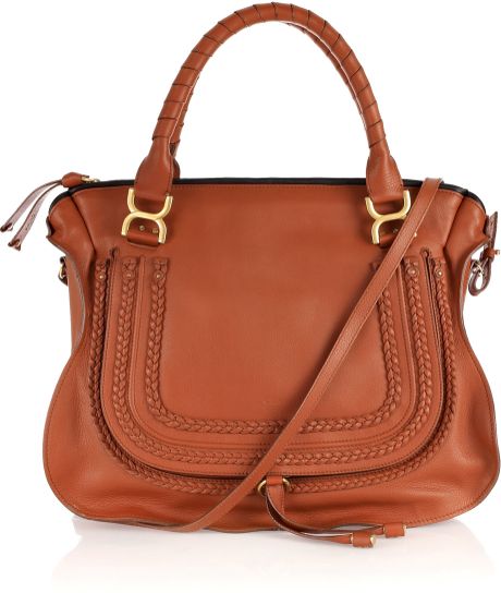 Chloé Marcie Large Leather Tote in Brown (gold) - Lyst