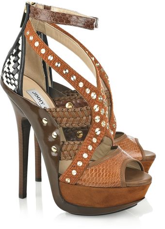  Vivienne Embellished Leather and Snakeskin Sandals 