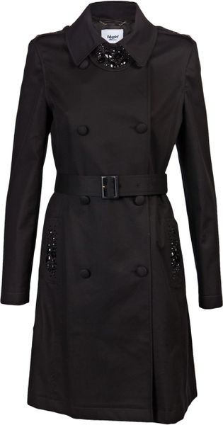 Blugirl Blumarine Beaded Trench Coat in Black - Lyst
