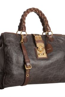Miu Miu Burnt Sheepskin Hinged Lock Tote - Lyst