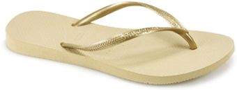 Havaianas Slim - Gold Rubber Thong - Lyst
