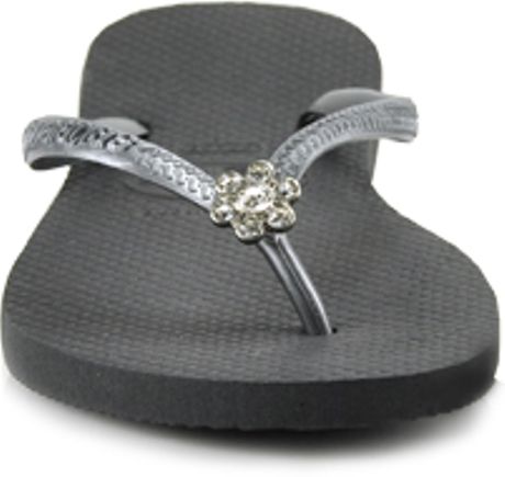 flip flower havaianas silver slim grey flop rubber crystal