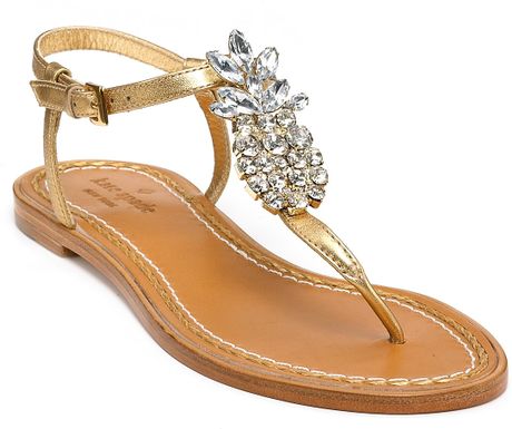 Kate Spade Hula Pineapple Flat Sandals in Gold (Old Gold) | Lyst