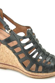 Rosegold Cynthia - Black Leather Wedge Sandal - Lyst