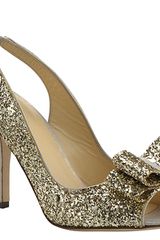 Kate Spade Charm - Gold Glitter Peep Toe Pump