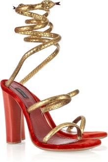 Marc Jacobs Wrap-around Python and Velvet Sandals - Lyst