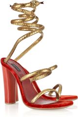 Marc Jacobs Wrap-around Python and Velvet Sandals