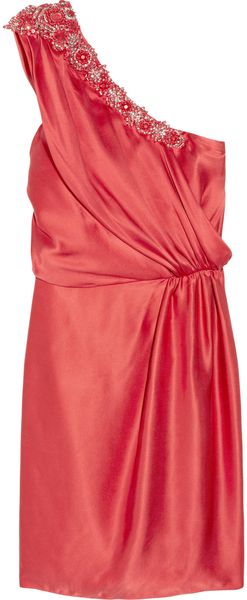 Thurley Embellished One-shoulder Washed-silk Dress - Lyst
