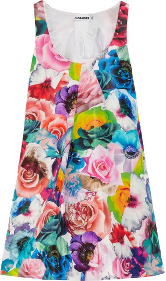 Jil Sander Floral-print Silk Mini Dress - Lyst