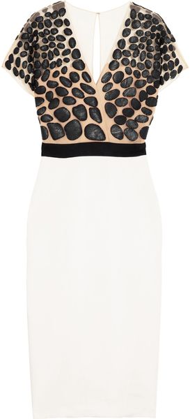 Prabal Gurung Appliqué Leather and Silk Dress - Lyst