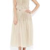 Preen Gatsby Pleated Silkgeorgette Dress in Beige (cream) - Lyst