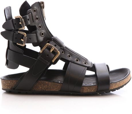 Burberry Prorsum Leather Runway Sandals in Black for Men | Lyst