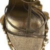 Alexander Mcqueen Sculpted Metallic and Leather Wedge Sandals in Gold