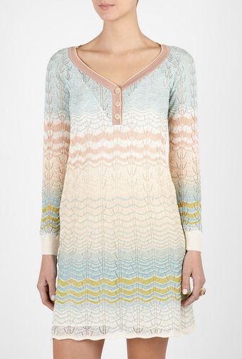 M Missoni Three Button Long Sleeve Wave Dress - Lyst