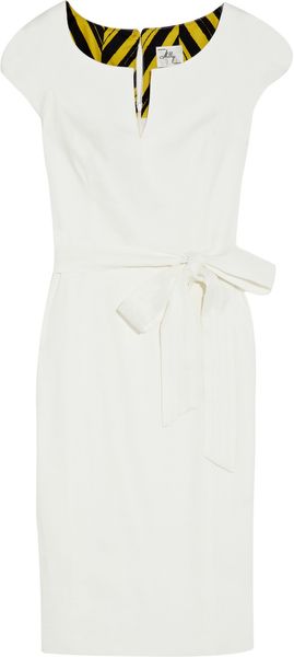Milly Haley Belted Linenblend Dress in White - Lyst