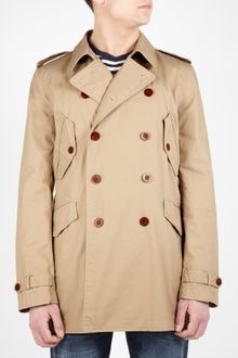 PS by Paul Smith Tan Washed Cotton Summer Pea Coat - Lyst