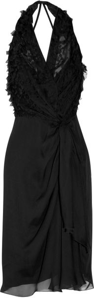 Alberta Ferretti Draped Silkchiffon Dress in Black - Lyst