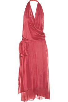 Alberta Ferretti Draped Silk-chiffon Halterneck Dress - Lyst