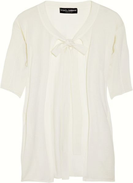 Dolce & Gabbana Tiefront Cashmere Cardigan in White - Lyst