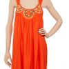Milly Embellished Silk Trapeze Dress in Orange - Lyst