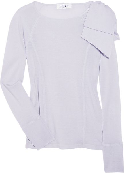 Tibi Bowembellished Wool Sweater in Blue (lavender) - Lyst