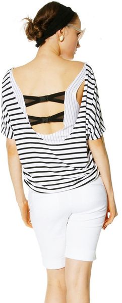Alice + Olivia Aspen Cuffed Bermuda Short in White (black) - Lyst