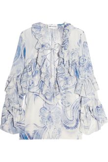 Emilio Pucci Ruffled Cotton and Silk-blend Blouse - Lyst