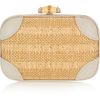 Gucci Broadway Raffia and Leather Clutch in Gold (gray) - Lyst