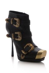 Alexander McQueen Embossed Leather Ankle Boots
