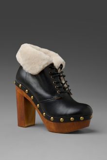 Jeffrey Campbell Denmark Lace Up Boot in Black with Tan Shearling - Lyst
