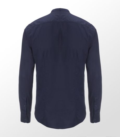Zegna Sport Nehru Collar Shirt in Blue for Men (navy) | Lyst