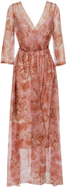 Hermione De Paula Rose Printed Silk Chiffon Dress - Lyst