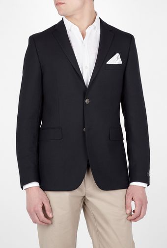 Hugo Boss Black Navy Textured Wool Gold Button Blazer - Lyst