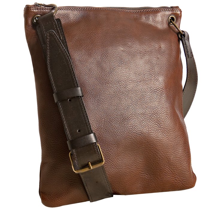 John Varvatos Espresso Vachetta Leather Flat Messenger Bag in Brown for Men | Lyst