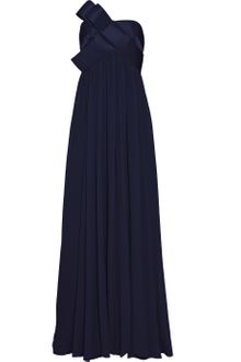 Notte By Marchesa Bow-embellished Strapless Silk-chiffon Gown - Lyst