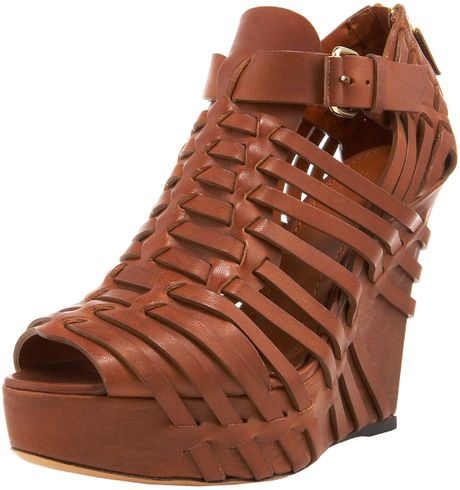 Givenchy Corinne Woven Leather Wedge Sandals in Brown (tan) | Lyst