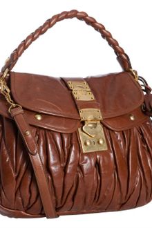 Miu Miu Rosewood Quilted Calfskin Matelasse Flap Hobo - Lyst